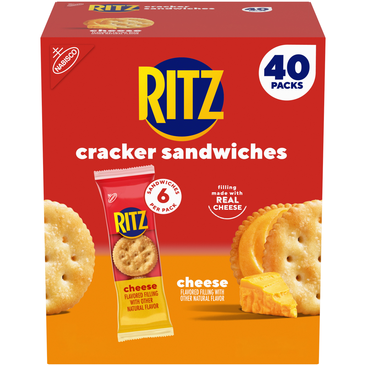 RITZ Cracker Sandwiches, Cheese, 1.35 oz, 40 ct
