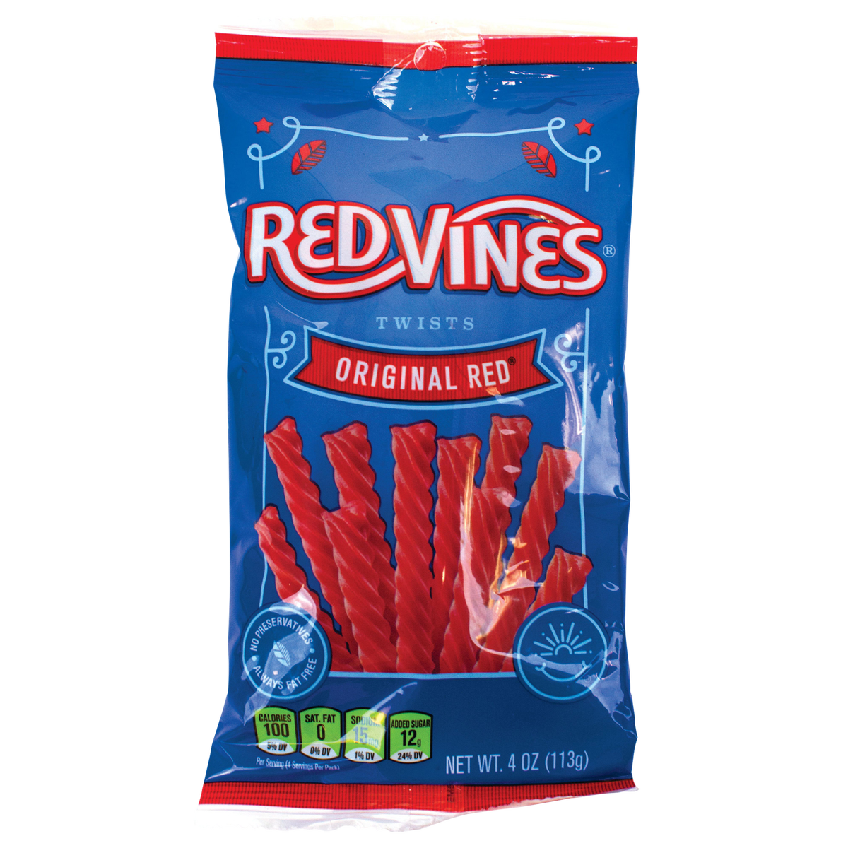 Red Vines Twists, Original Red Licorice Candy, 4 oz, 15 ct
