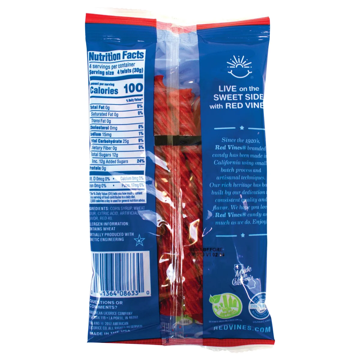 Red Vines Twists, Original Red Licorice Candy, 4 oz, 15 ct