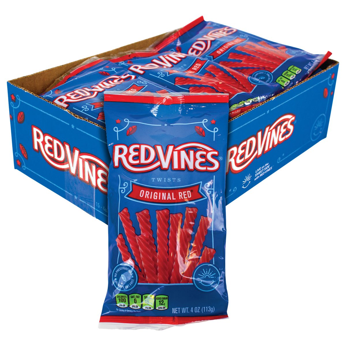 Red Vines Twists, Original Red Licorice Candy, 4 oz, 15 ct