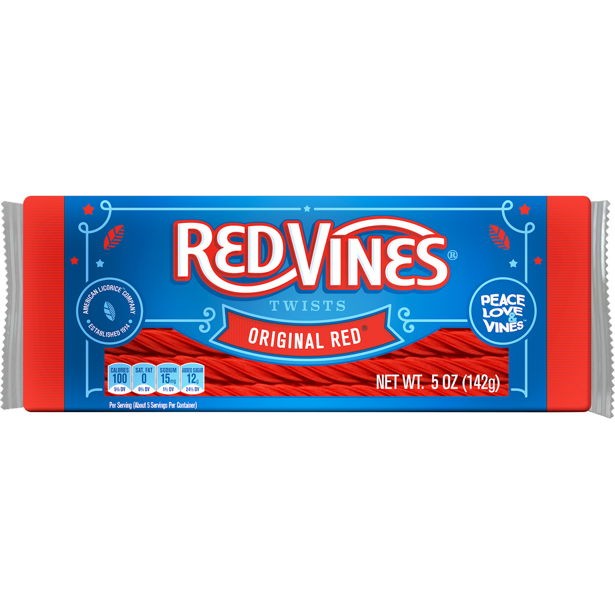 Red Vines Twists, Original Red Licorice Candy, 5 oz, 12 ct
