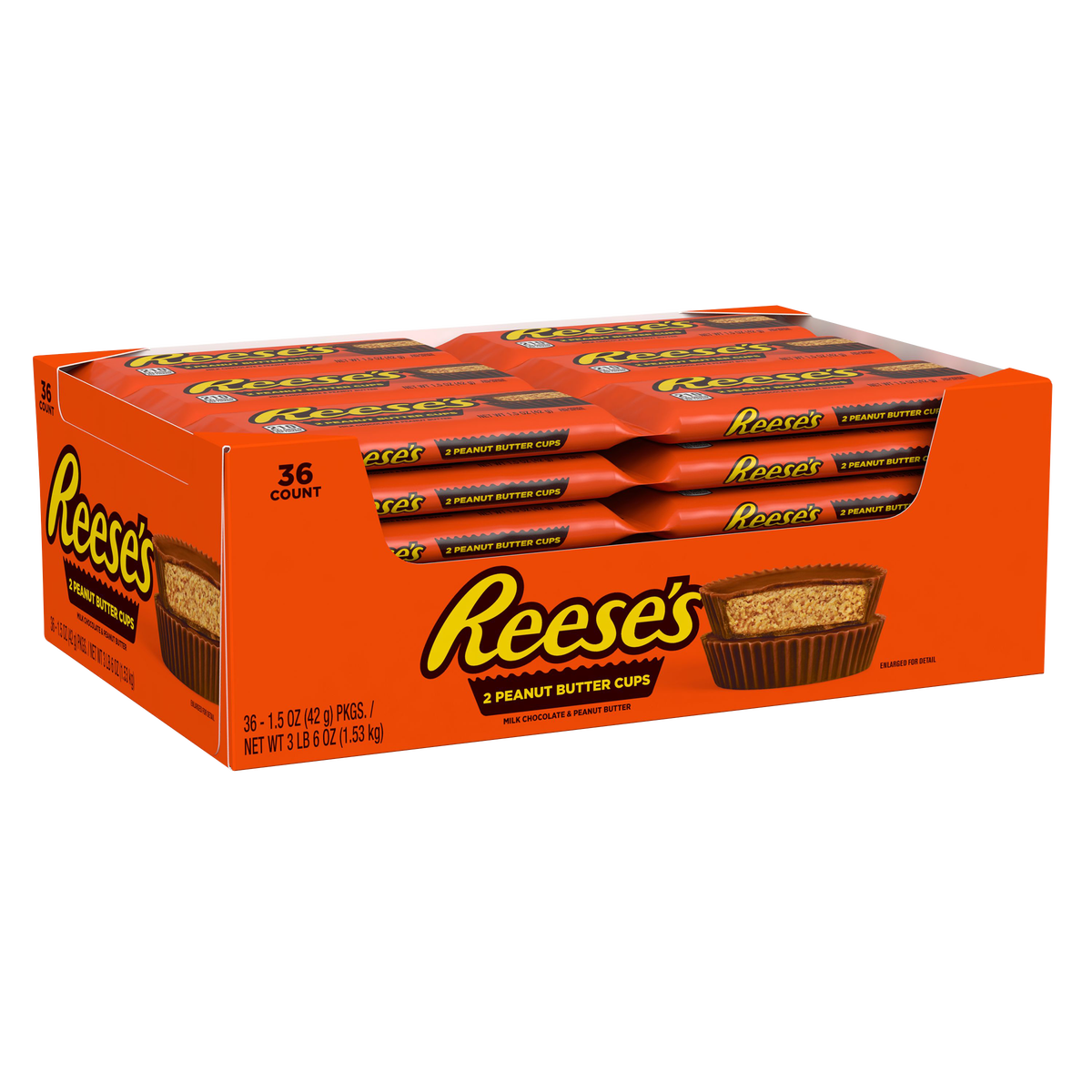 Reese's Peanut Butter Cups, Milk Chocolate, 1.5 oz, 36 ct