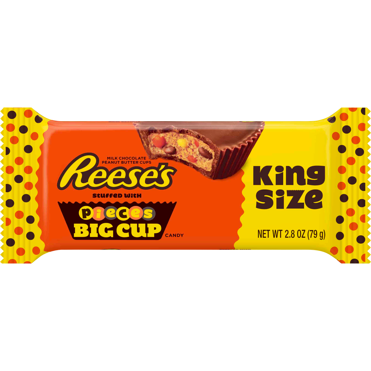 Reese's Pieces Big Cup Peanut Butter Cups, King Size, 2.8 oz, 16 ct