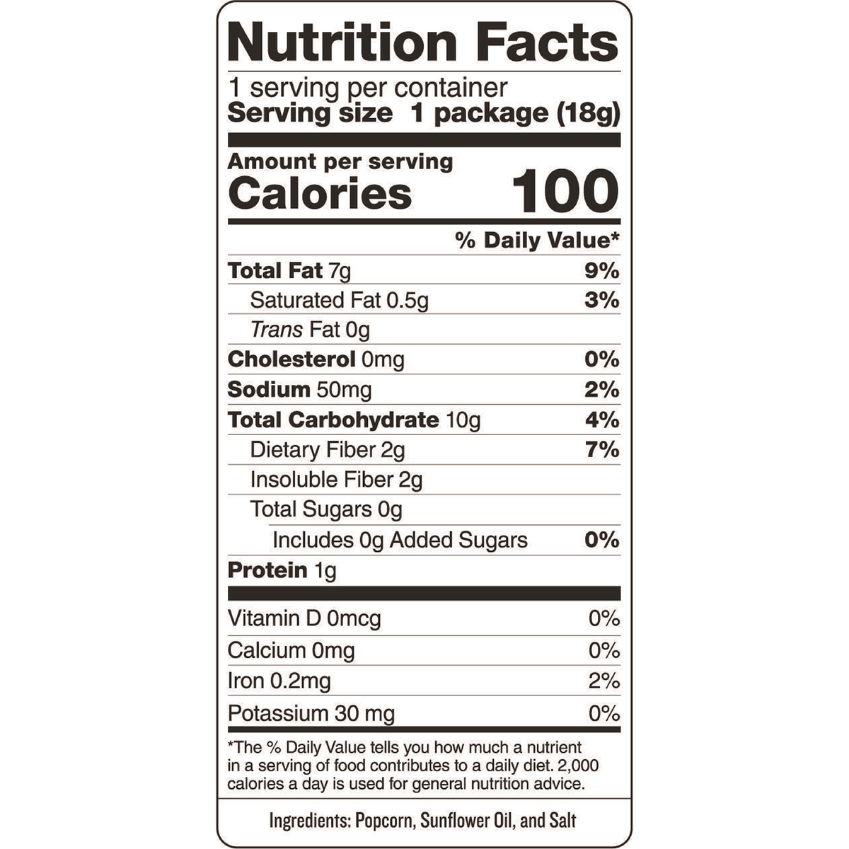 SKINNYPOP Popcorn, 0.65 oz, 28 ct
