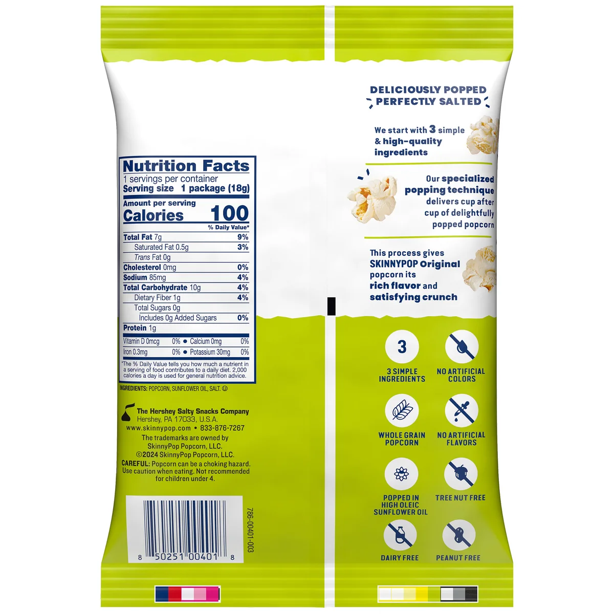 SKINNYPOP Popcorn, 0.65 oz, 28 ct
