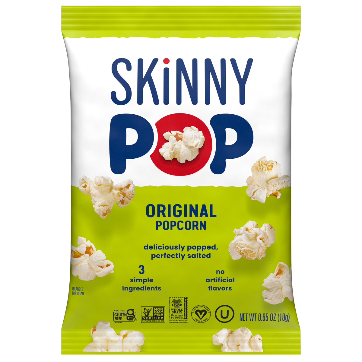 SKINNYPOP Popcorn, 0.65 oz, 28 ct