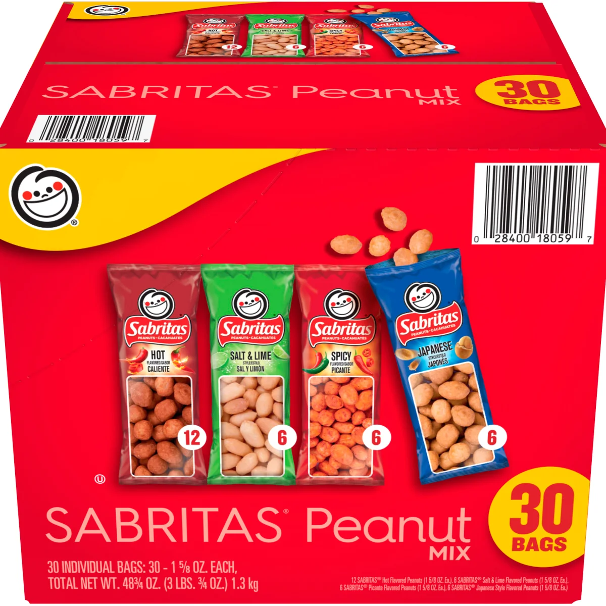 Sabritas Peanuts, Variety Pack, 1.625 oz, 30 ct