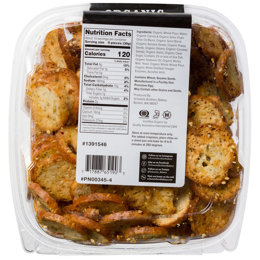 Schwartz Brothers Bakery Organic Everything Bagel Chips, 15 oz