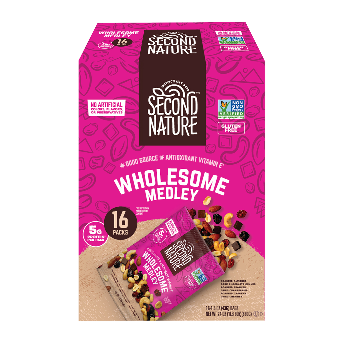 Second Nature Trail Mix, Wholesome Medley, 1.5 oz, 16 ct