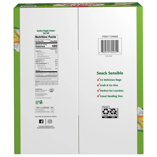 Sensible Portions Garden Veggie Straws, Sea Salt, 1 oz, 42 ct