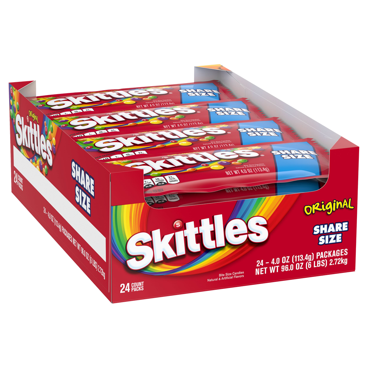 Skittles Original Share Size Chewy Candy, 4 oz, 24 ct