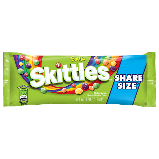 Skittles Sour Chewy Candy, Share Size, 3.3 oz, 24 ct