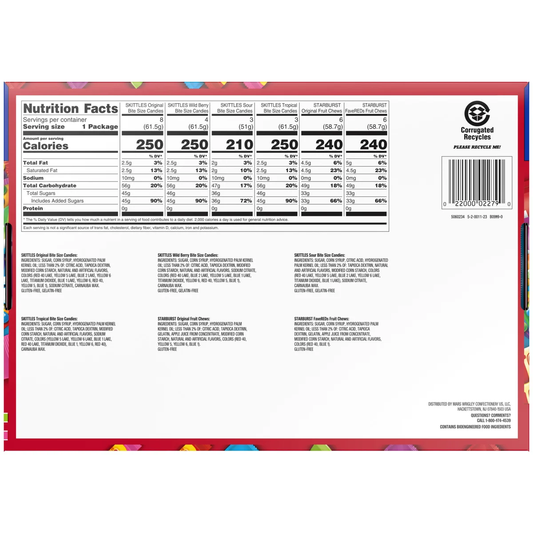 Skittles and Starburst Chewy Candy, Variety Pack, 30 ct