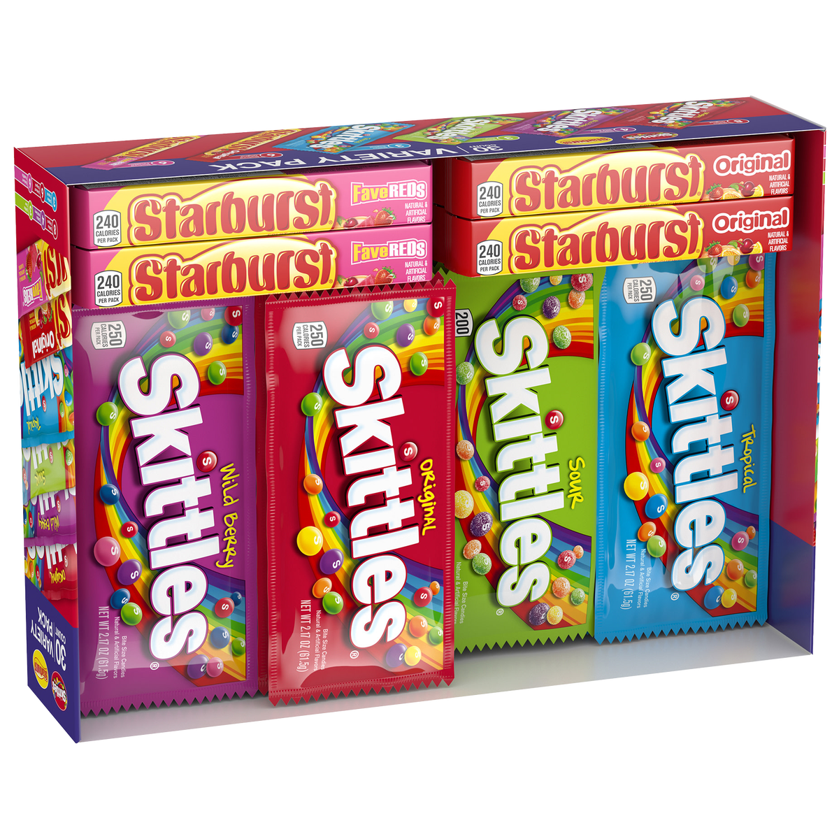 Skittles and Starburst Chewy Candy, Variety Pack, 30 ct