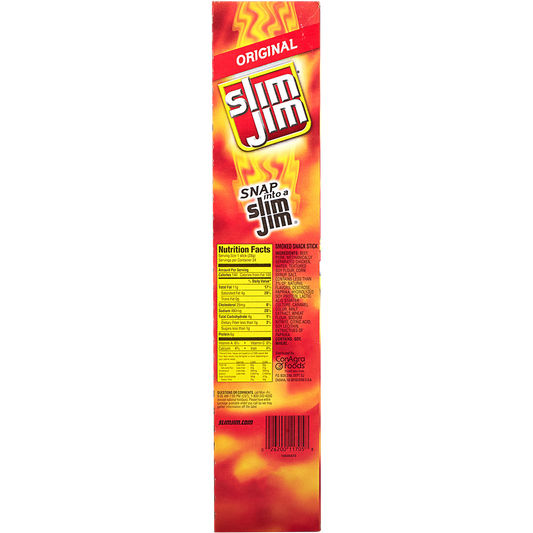 Slim Jim Smoked Snack Stick, Original, 0.97 oz, 24 ct