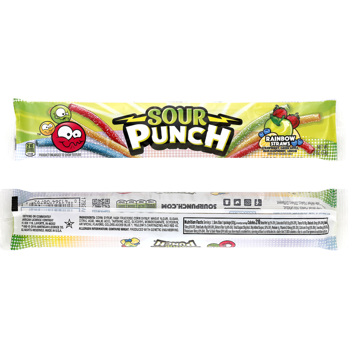 Sour Punch Straws, Rainbow, 2 oz, 24 ct