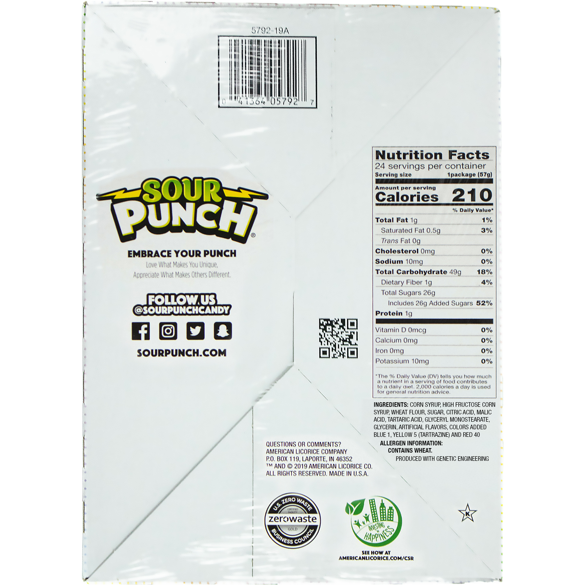 Sour Punch Straws, Rainbow, 2 oz, 24 ct