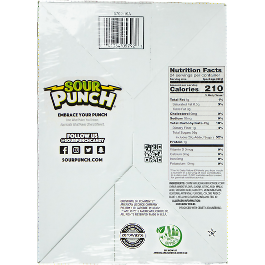 Sour Punch Straws, Rainbow, 2 oz, 24 ct