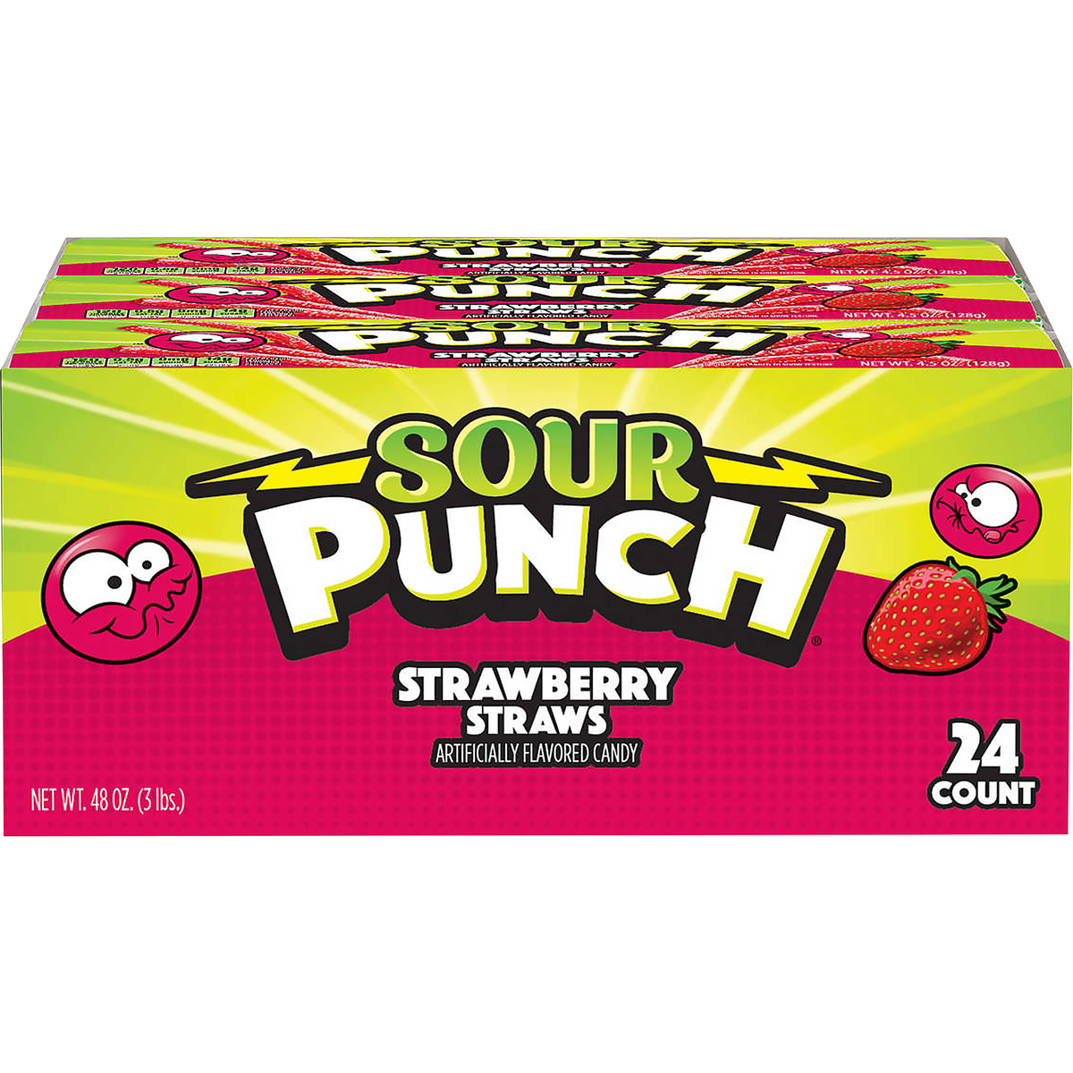 Sour Punch Straws, Strawberry, 2 oz, 24 ct