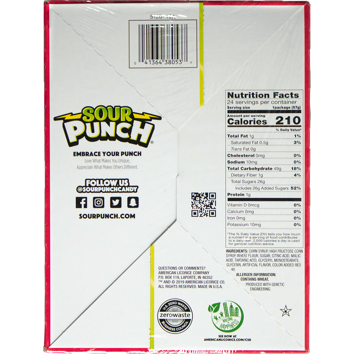 Sour Punch Straws, Strawberry, 2 oz, 24 ct