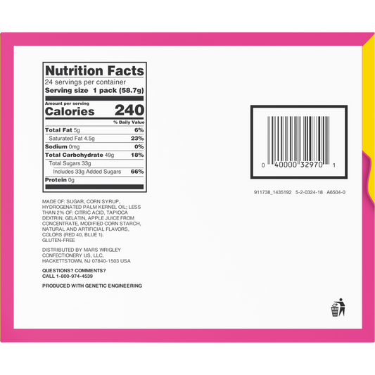 Starburst Chewy Candy, Full Size FaveREDs, 2.07 oz, 24 ct