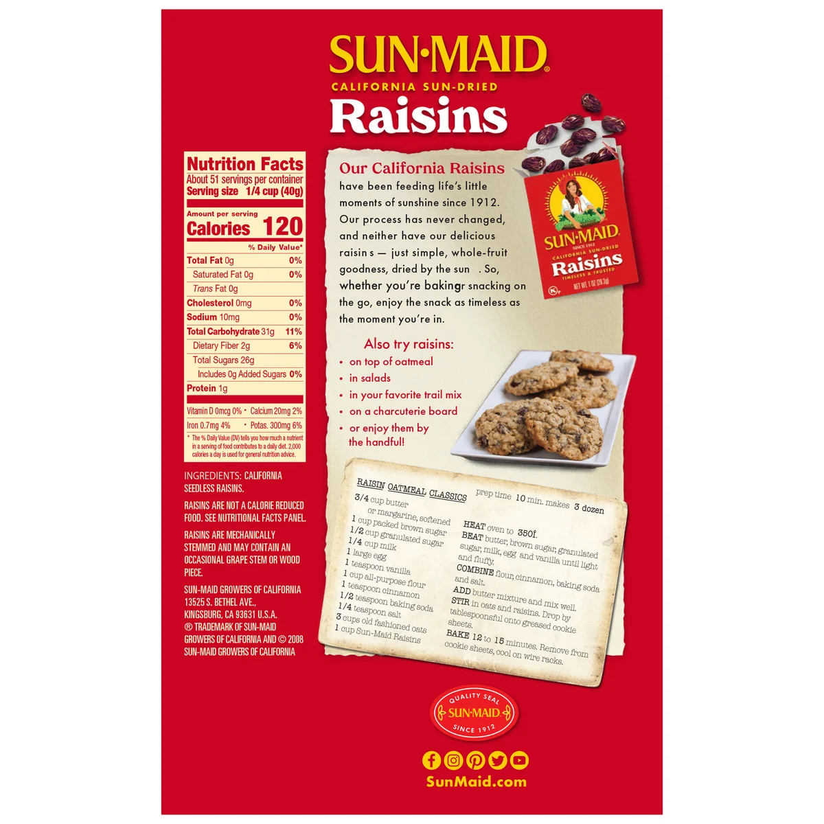 Sun-Maid Raisins, 2.25 lbs, 2 ct