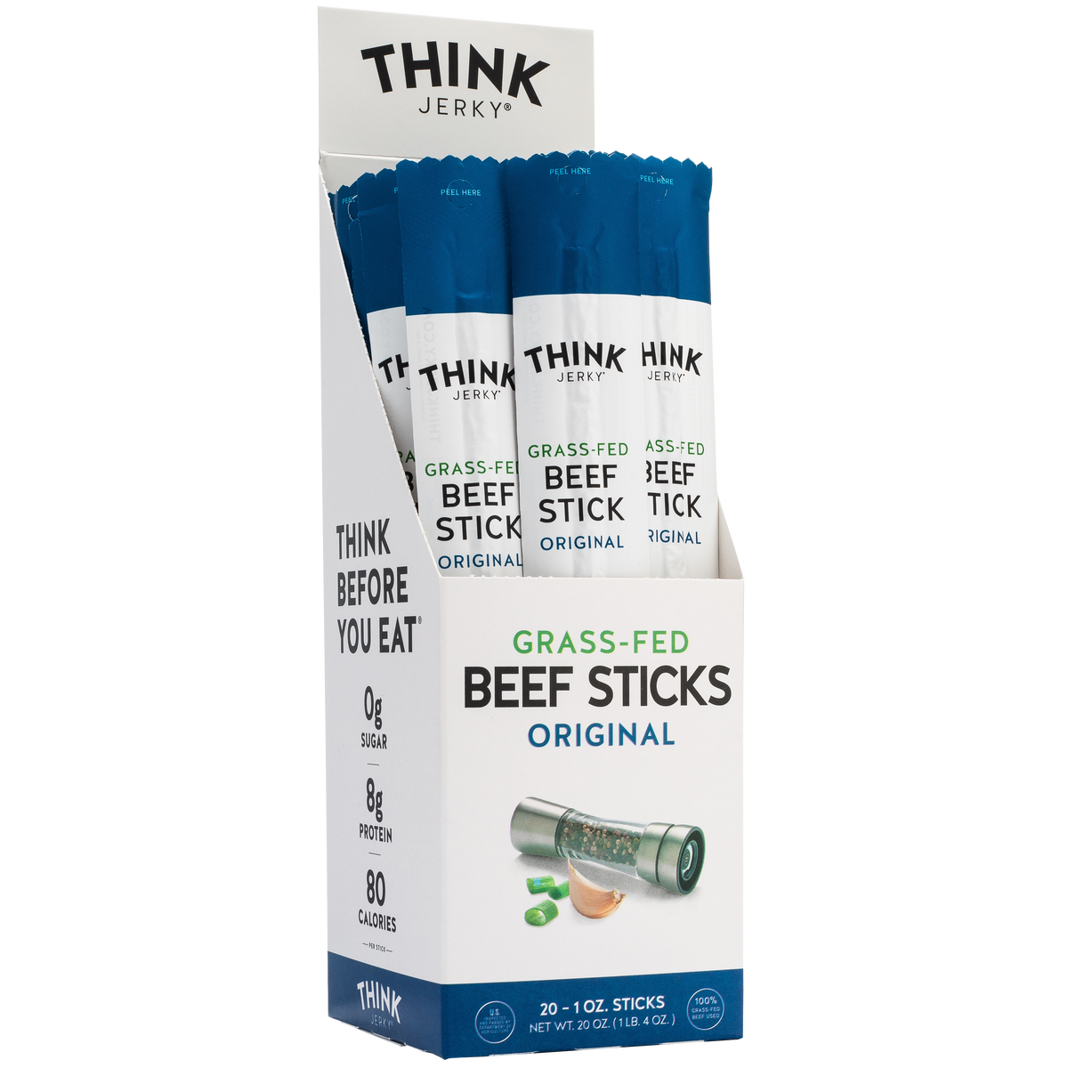 Think Jerky Grass-Fed Beef Sticks, Original, 1 oz, 20 ct