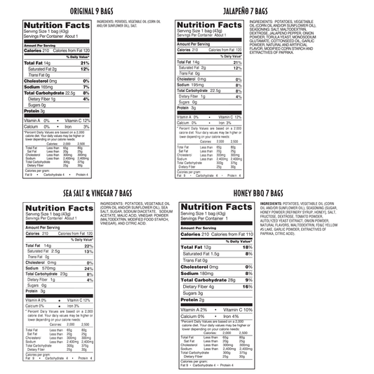 Tim's Potato Chips, Variety Pack, 1.5 oz, 30 ct