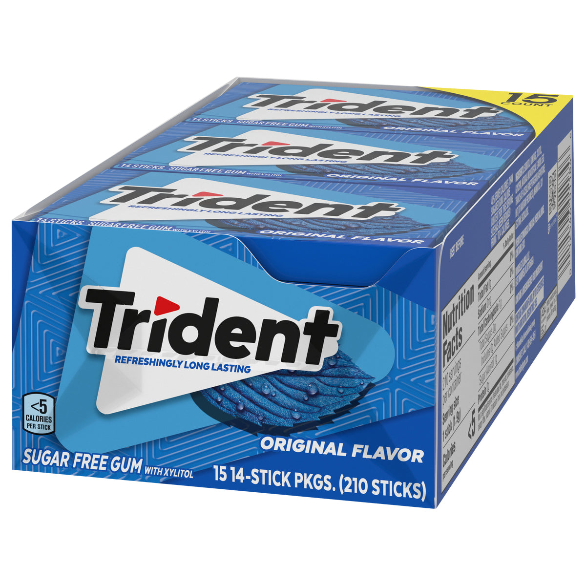 Trident Sugar Free Gum, Original, 14 Pieces, 15 ct