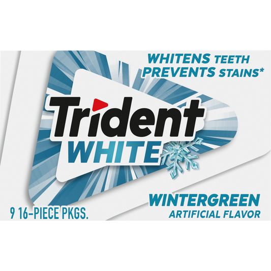 Trident White Sugar Free Gum, Wintergreen, 16 Pieces, 9 ct