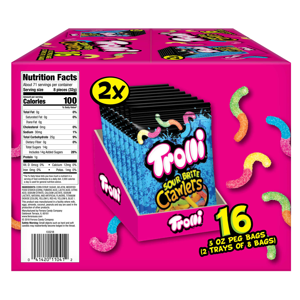 Trolli Sour Brite Crawlers Candy, 5 oz, 16 ct