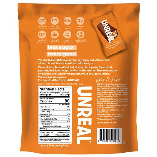 UNREAL Dark Chocolate Caramel Peanut Nougat Bars, 15.4 oz