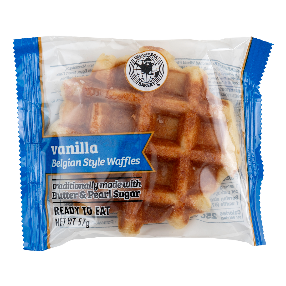 Universal Bakery Belgian Style Waffles, Vanilla, 2 oz, 12 ct