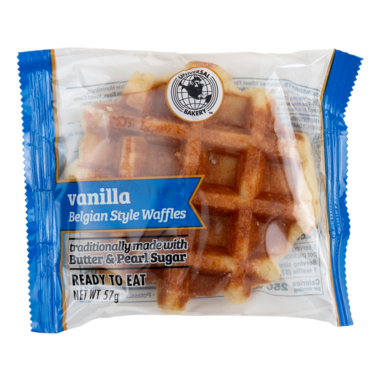 Universal Bakery Belgian Style Waffles, Vanilla, 2 oz, 12 ct