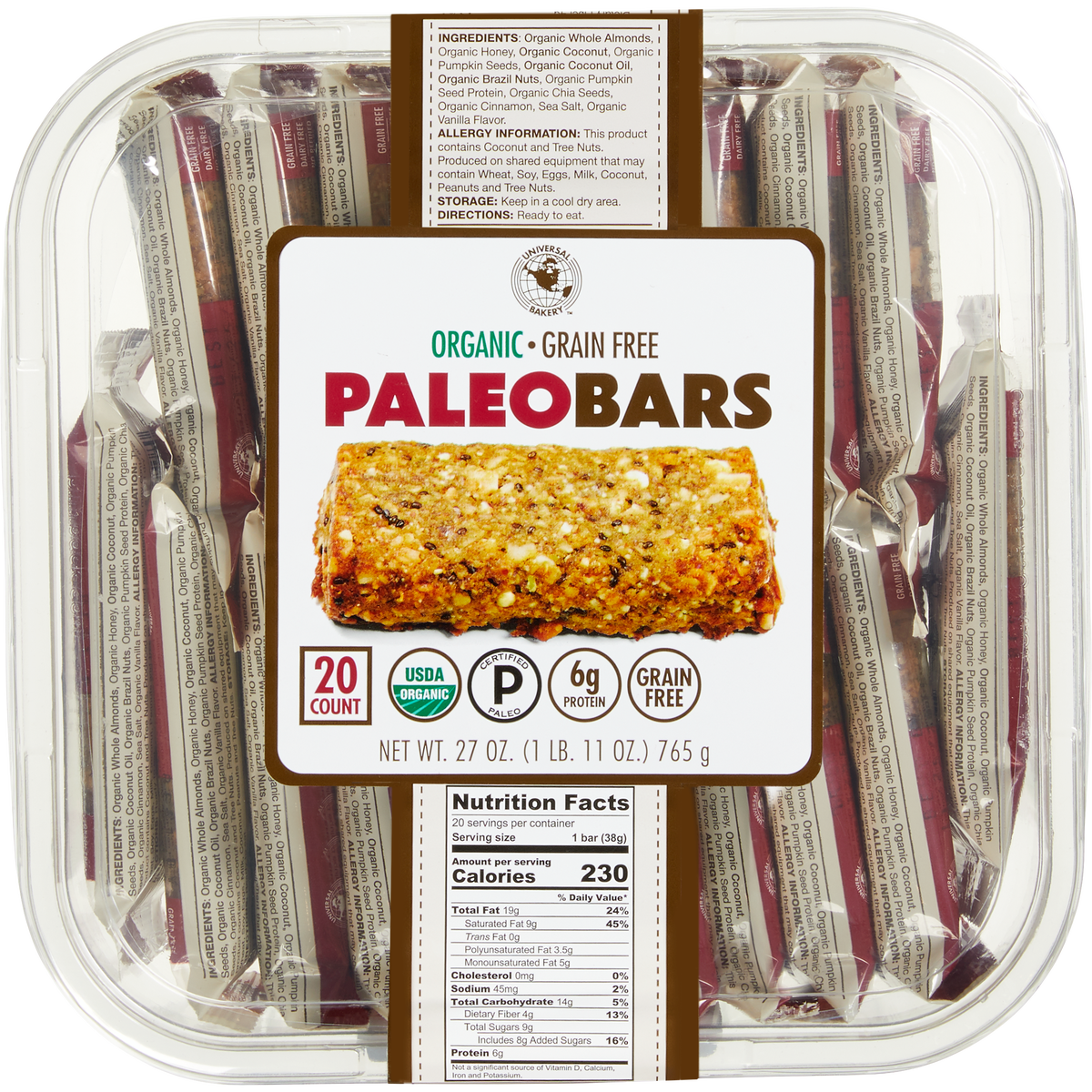 Universal Bakery Organic Paleo Bars, 20 ct