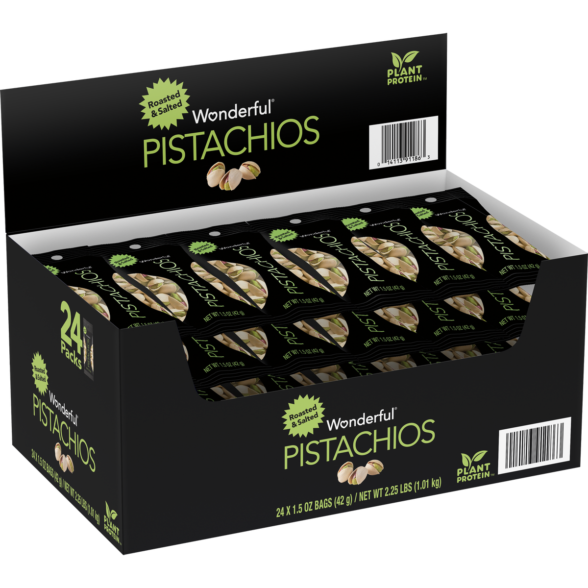 Wonderful Pistachios, Roasted & Salted, In-Shell, 1.5 oz, 24 ct