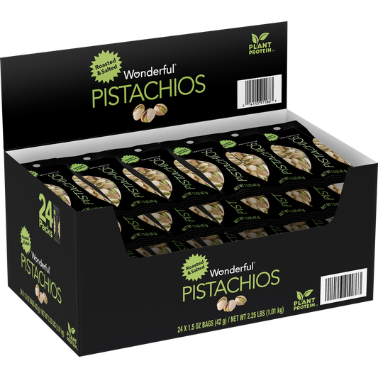 Wonderful Pistachios, Roasted & Salted, In-Shell, 1.5 oz, 24 ct