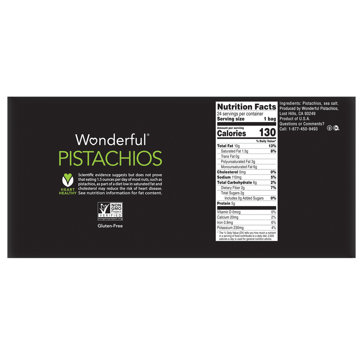 Wonderful Pistachios, Roasted & Salted, In-Shell, 1.5 oz, 24 ct