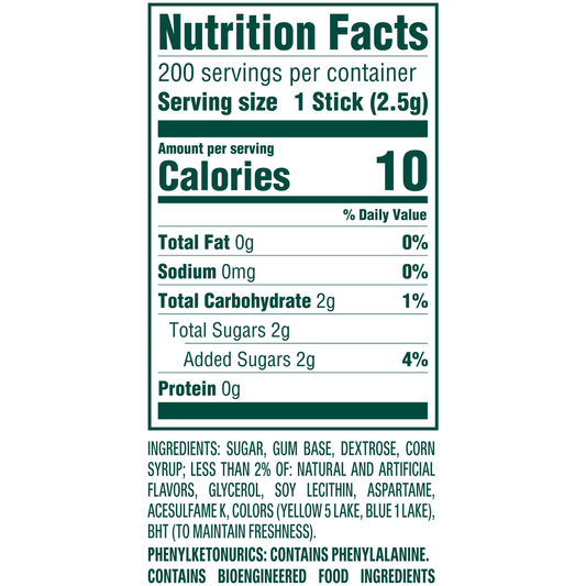 Wrigley's Spearmint Chewing Gum, Original 50 Cent Gum, 5 sticks, 40 ct