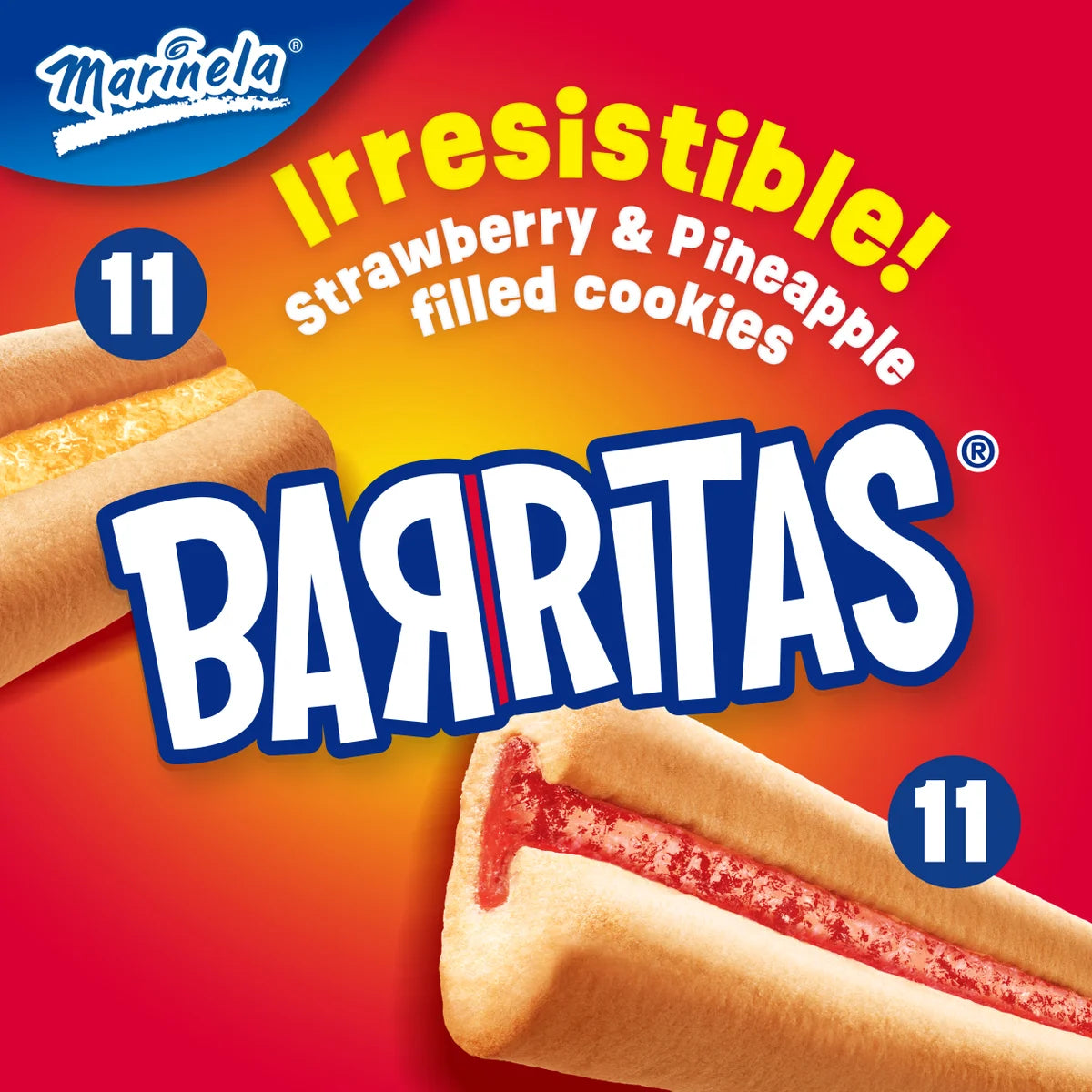 Marinela Barritas Fruit Filled Cookies, Variety Pack, 1.94 oz, 22 ct