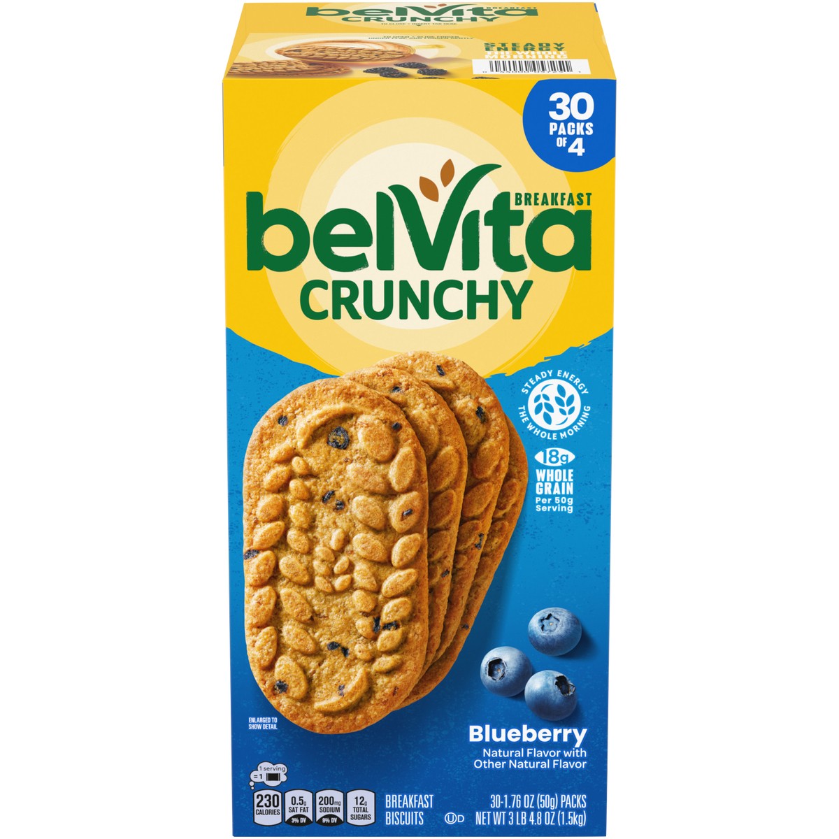belVita Breakfast Biscuits, Blueberry, 1.76 oz, 30 ct
