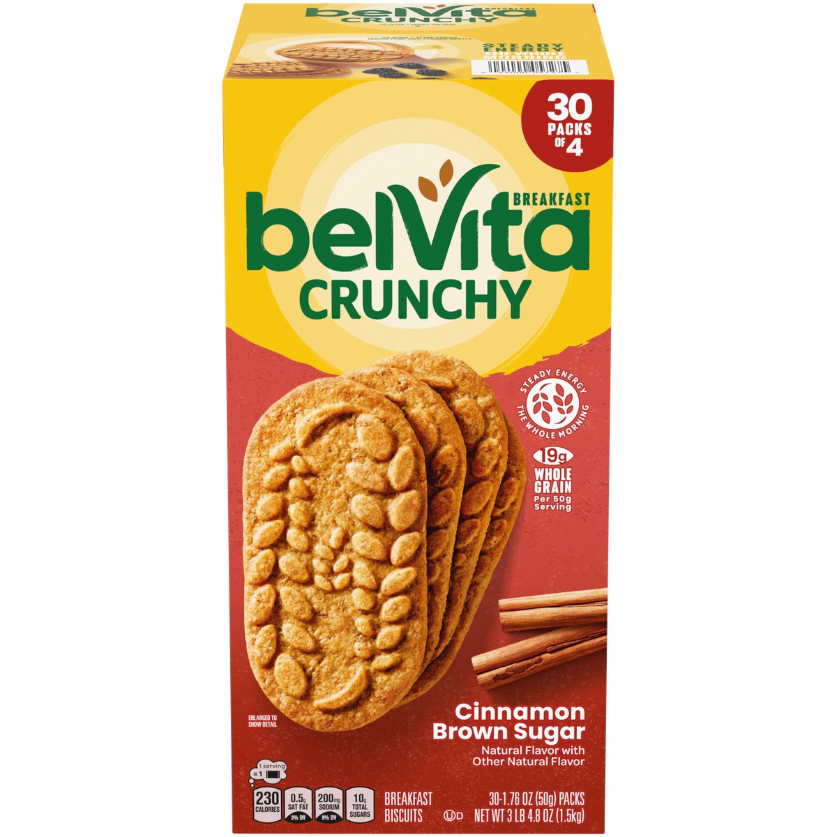 belVita Breakfast Biscuits, Cinnamon Brown Sugar, 1.76 oz, 30 ct