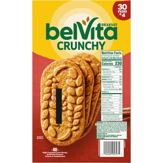 belVita Breakfast Biscuits, Cinnamon Brown Sugar, 1.76 oz, 30 ct