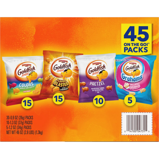 Goldfish Baked Snack Crackers, Variety Pack, 45 ct