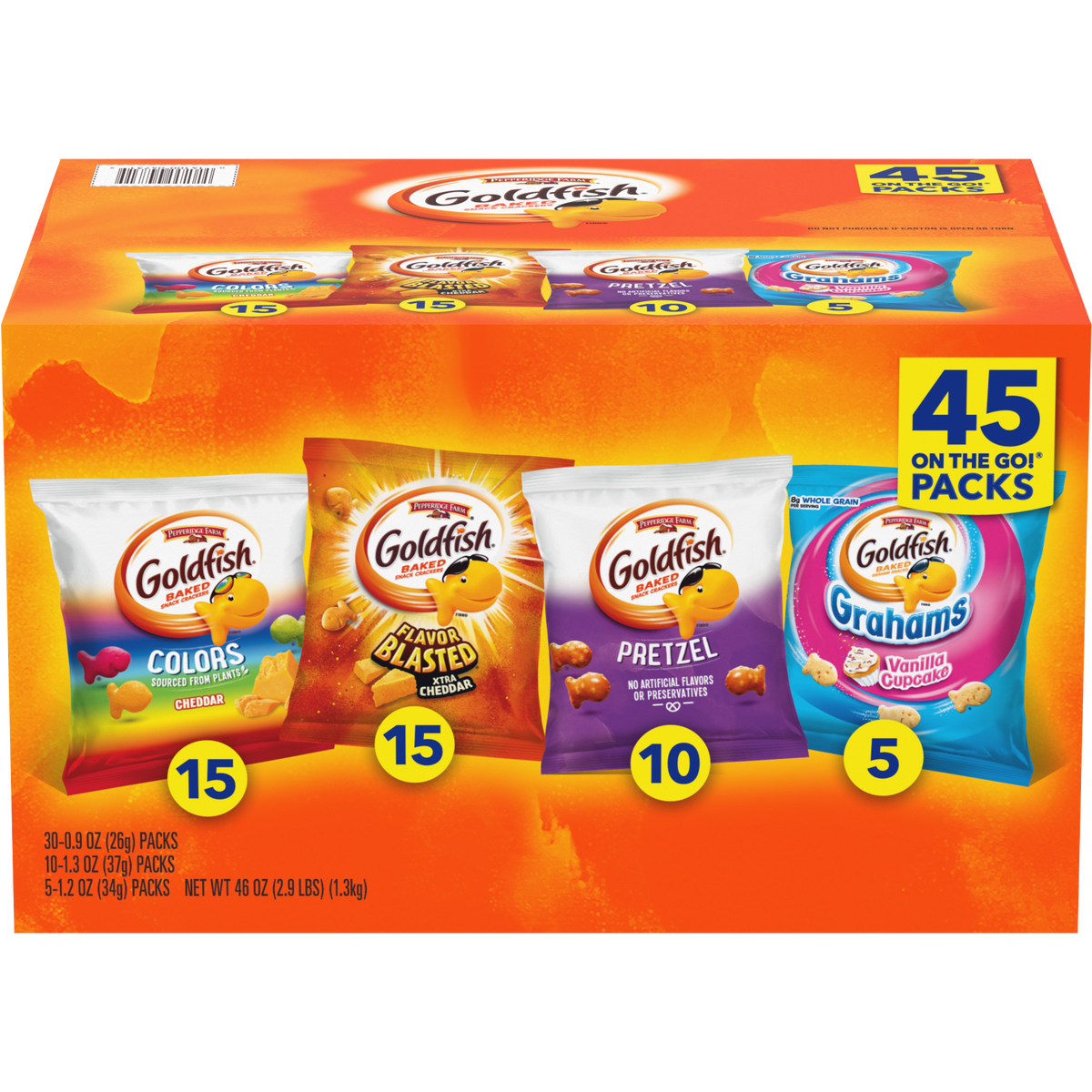 Goldfish Baked Snack Crackers, Variety Pack, 45 ct