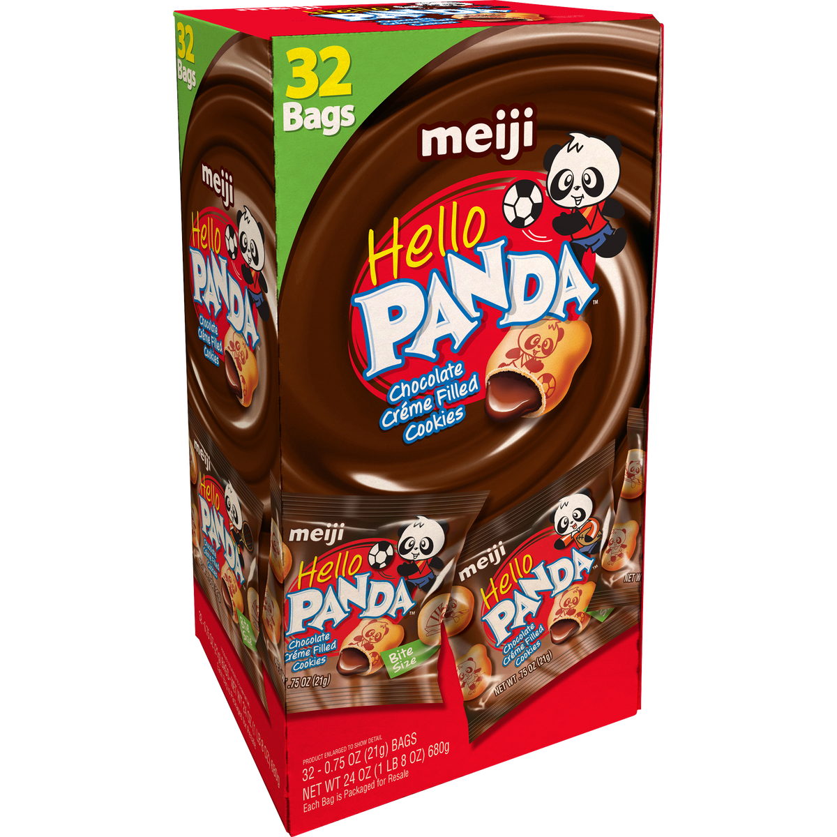 Meiji Hello Panda Cookies, Chocolate, 0.75 oz, 32 ct