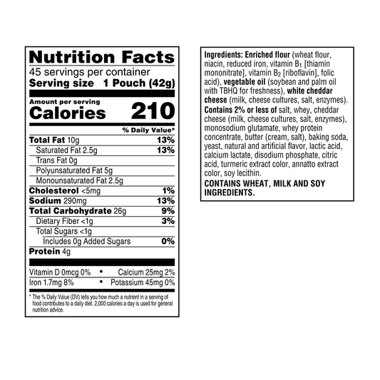 Cheez-It Baked Snack Crackers, White Cheddar, 1.5 oz, 45 ct