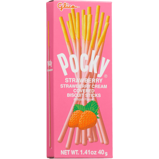 Glico Pocky Cream Covered Biscuit Sticks, Strawberry, 1.41 oz, 10 ct