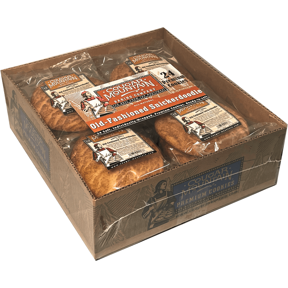 Cougar Mountain Gourmet Cookies, Old-Fashioned Snickerdoodle, 3.5 oz, 24 ct