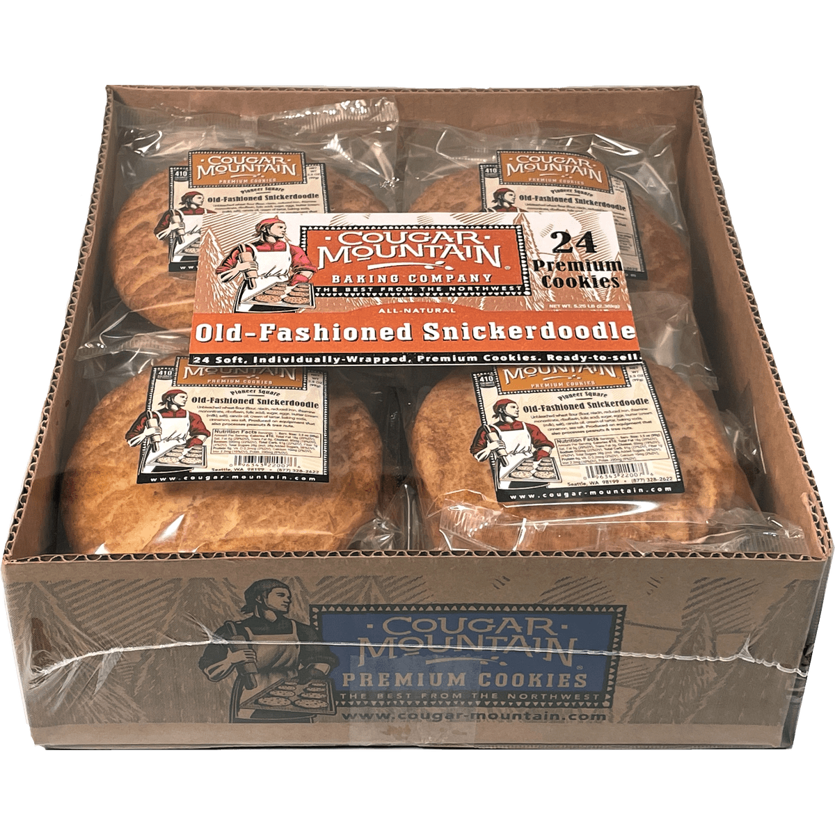 Cougar Mountain Gourmet Cookies, Old-Fashioned Snickerdoodle, 3.5 oz, 24 ct